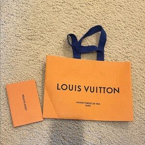 Louis Vuitton Tangerine Tote with Navy Handles